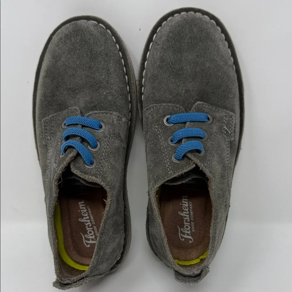 Florsheim Gray Suede Kid’s Oxfords with Blue Laces Size 12M